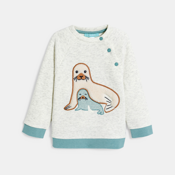 سترة من الصوف متقاطع، باللون الأبيض، للأولاد الصغار